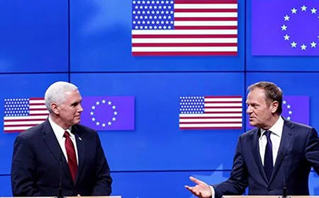 Bandera de La Unión Europea presentó una bandera errónea durante una reunión con los Estados Unidos